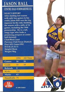 1995 Select AFL #11 Jason Ball Back